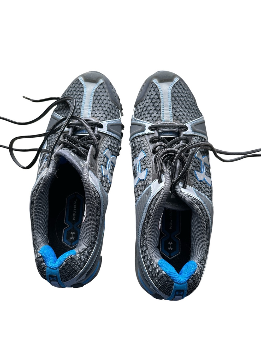 Under Armour Sneakers Men’s 9.5 Gray Blue Athletic Running Training Shoes NWOT